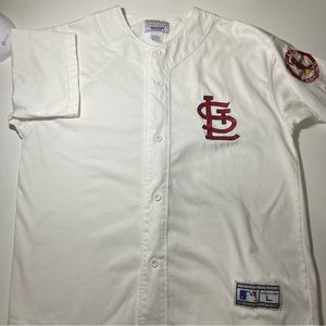 St Louis Cardinals Men's L White Jersey MLB Vintage Starter Blank Back